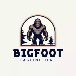 Bold Bigfoot Illustration with Forest Elements Logo Template