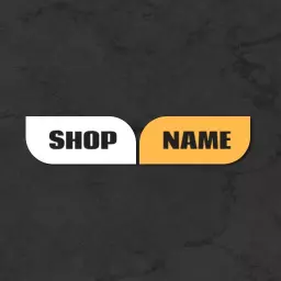 Bold Black and Bright Orange Shop Name Mockup Logo Template