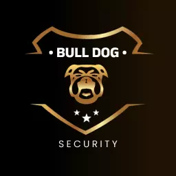 Bold Black and Gold Bulldog Security Shield Logo Template