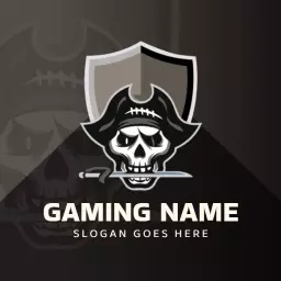 Bold Black and Gray Pirate Skull Design for Esports Logo Template