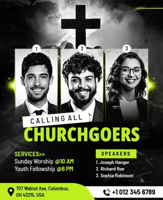 Bold Black and Green Church Outreach Announcement Poster Template