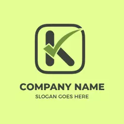 Bold Black and Green K Letter Design with Checkmark Logo Template