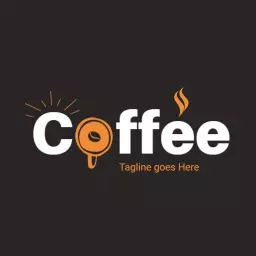 Bold Black and Orange Coffee Cup Design for Logo Template