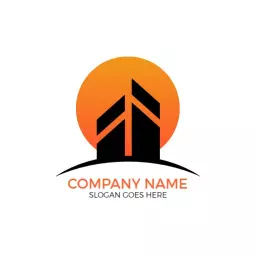 Bold Black and Orange Company Building Structure Logo Template