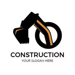 Bold Black and Orange Excavator Design for Construction Logo Template