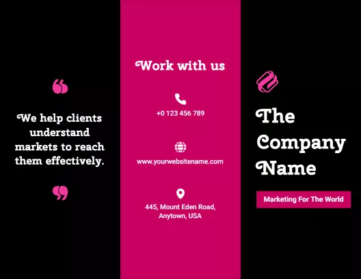 Bold Black and Pink Marketing Company Services Brochure Template