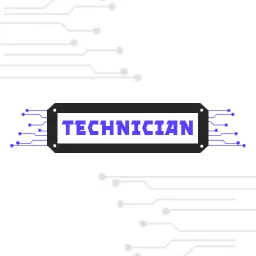 Bold Black and Purple Circuit Design for Technician Logo Template