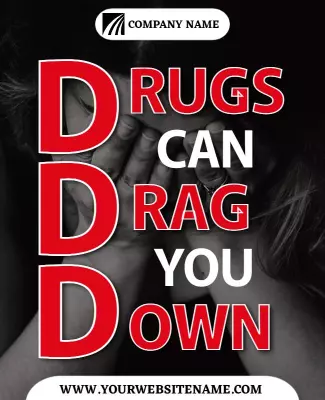 Bold Black and Red Anti-Drug Awareness Poster Template