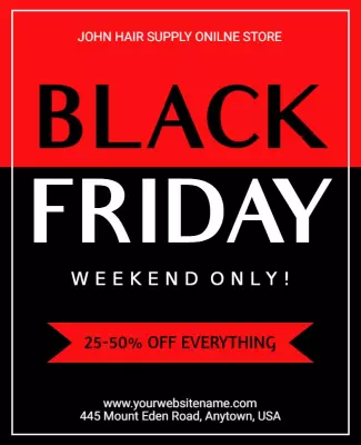 Bold Black and Red Black Friday Sale Poster Template