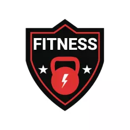 Bold Black and Red Fitness Shield Featuring Kettlebell Logo Template