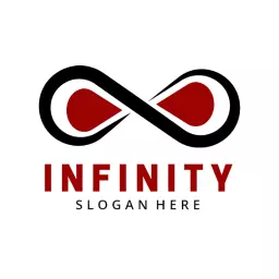 Bold Black and Red Infinity Symbol Representing Limitlessness Logo Template