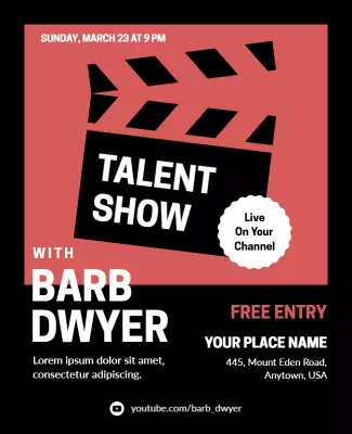 Bold Black and Red Talent Show Video Streaming Poster Template