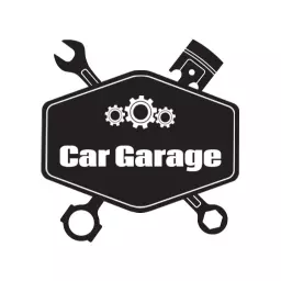Bold Black and Silver Icon Design for Car Garage Logo Template