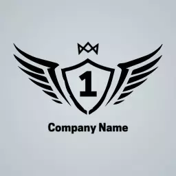 Bold Black and Silver Winged Champion Crest Logo Template