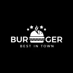 Bold Black and White Burger Design Representing Flavor Logo Template