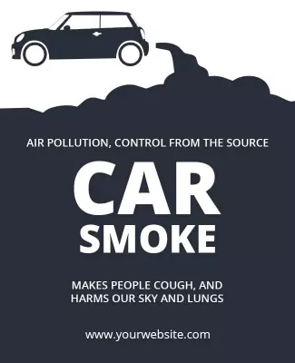 Bold Black and White Car Pollution Awareness Poster Template