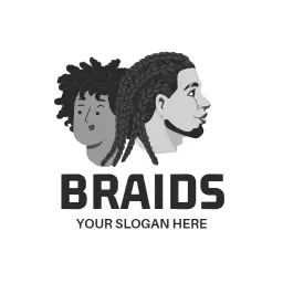 Bold Black and White Design Emphasizing Braids and Texture Logo Template