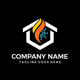 Bold Black and White Insulation Logo with Flame and Snowflake Design Logo Template