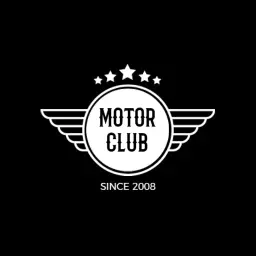 Bold Black and White Motor Club with Classic Wing Design Logo Template