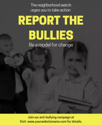 Bold Black and Yellow Anti-Bullying Awareness Campaign Poster Template
