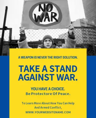 Bold Black and Yellow Anti-War Campaign Awareness Poster Template