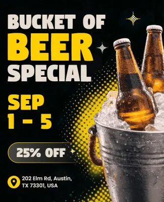 Bold Black and Yellow Bucket of Beer Flyer Template