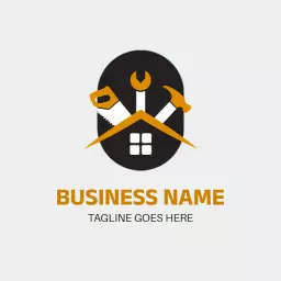 Bold Black and Yellow Construction Tools with House Logo Template