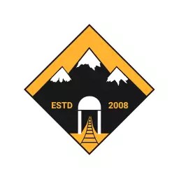 Bold Black and Yellow Mining Adventure Logo Featuring Mountains Logo Template