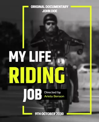Bold Black and Yellow Motorcycle Documentary Poster Template