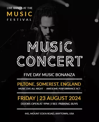 Bold Black and Yellow Music Concert Festival Poster Template
