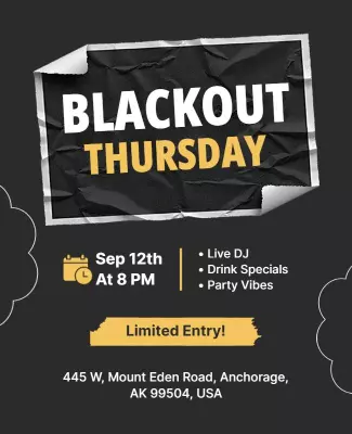 Bold Black and Yellow Night Party Event Poster Template