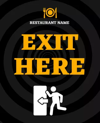 Bold Black and Yellow Restaurant Exit Direction Poster Template