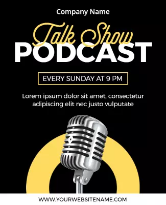 Bold Black and Yellow Talk Show Podcast Flyer Template