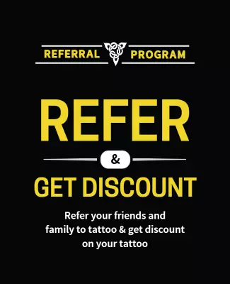 Bold Black and Yellow Tattoo Referral Program Poster Template