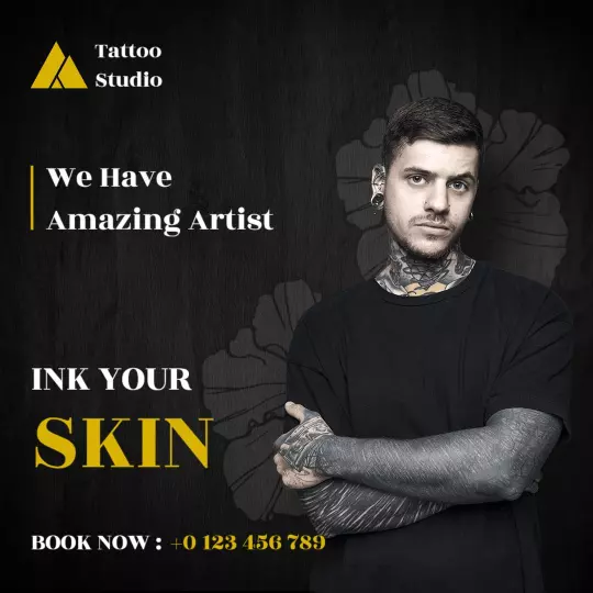 Bold Black and Yellow Tattoo Studio Artist Promotion Ad Template