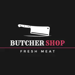 Bold Black Background with Butcher Shop Fresh Meat Logo Template