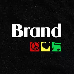 Bold Black Background with Colorful Reggae Symbols Logo Template