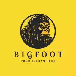 Bold Black Bigfoot Design with Vibrant Yellow Background Logo Template