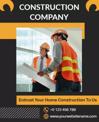 Bold Black Construction Company Partnership Flyer Template