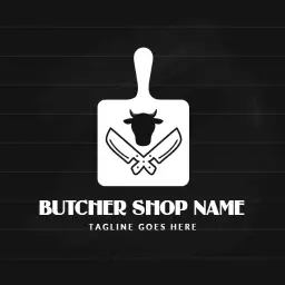 Bold Black Cutting Board Design Symbolizing Butcher Shop Logo Template