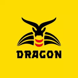Bold Black Dragon Design Against Vibrant Yellow Background Logo Template