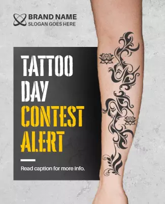 Bold Black Floral Tattoo Contest Announcement Poster Template