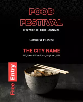 Bold Black Food Festival Celebration Poster Template