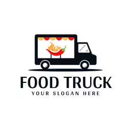 Bold Black Food Truck with Colorful Fiesta Elements Logo Template