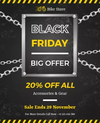 Bold Black Friday Bike Store Sale Offer Poster Template