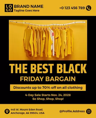 Bold Black Friday Clothing Sale Promotions Poster Template