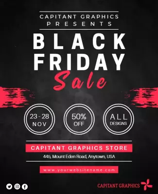 Bold Black Friday Discount Promotion Sale Poster Template
