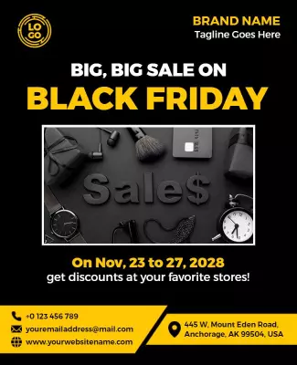 Bold Black Friday Sale Announcement Promotional Poster Template