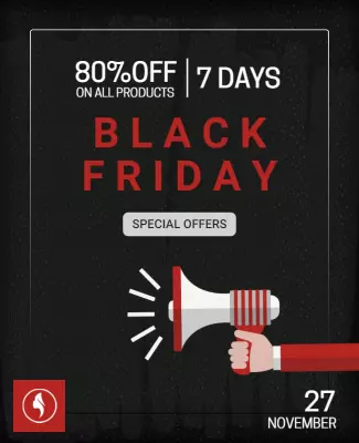 Bold Black Friday Sale Announcement with Red Highlights Poster Template