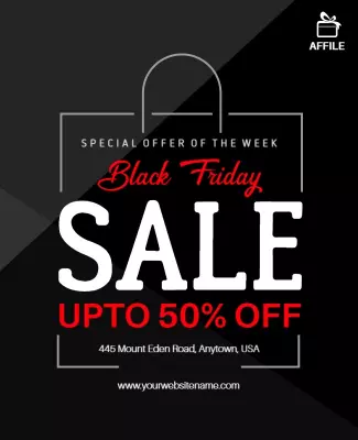 Bold Black Friday Sale Discount Promotional Poster Template